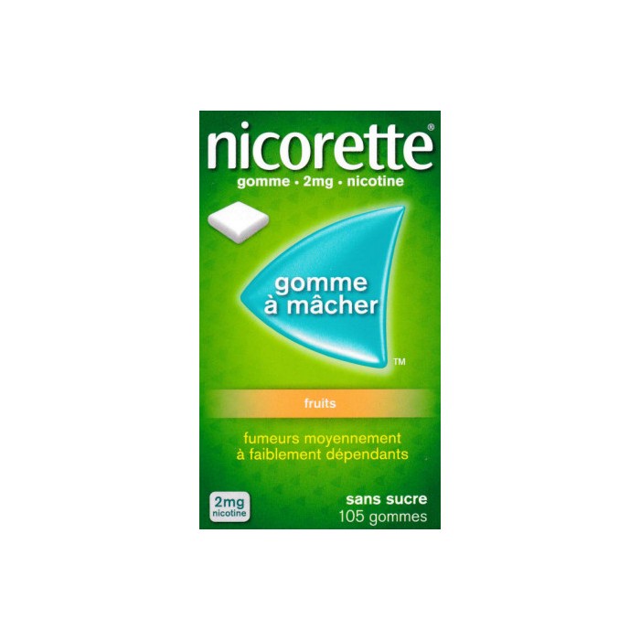 NICORETTE FRUITS 2mg SANS SUCRE Gomme médicamenteuse Plaquette de 210