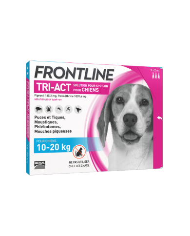 FRONTLINE TRI-ACT Chiens de 10 - 20 kg Boite de 3 pipettes de 2 ml FRONTLINE TRI-ACT Chiens de 10 - 20 kg Boite de 3 pipettes de 2 ml