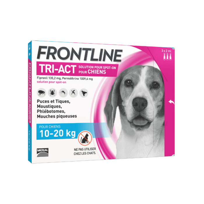 FRONTLINE TRI-ACT Chiens de 10 - 20 kg Boite de 3 pipettes de 2 ml FRONTLINE TRI-ACT Chiens de 10 - 20 kg Boite de 3 pipettes de 2 ml