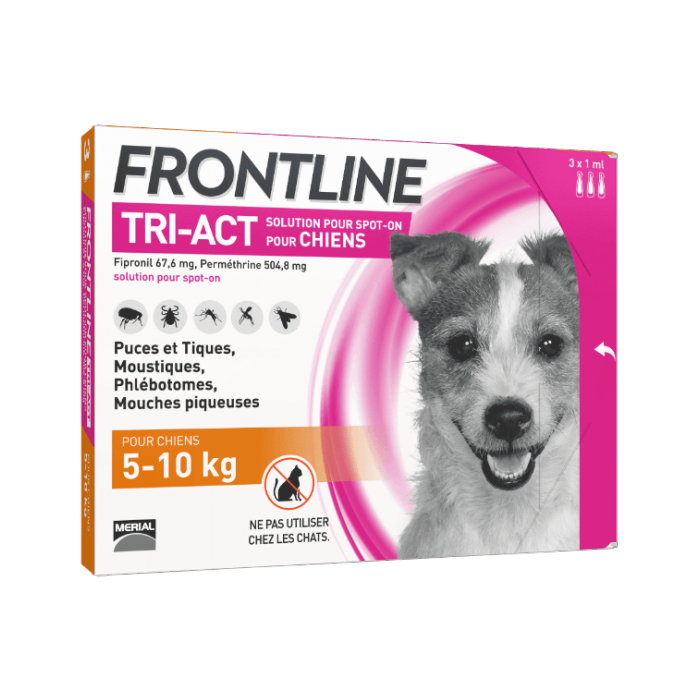 FRONTLINE TRI-ACT Chiens de 5 - 10 kg Boite de 3 pipettes de 2 ml