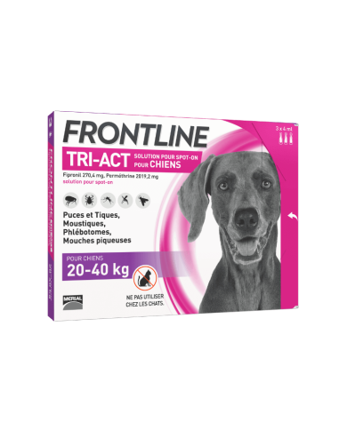 FRONTLINE TRI-ACT Chiens de 20 - 40 kg Boite de 3 pipettes de 4 ml