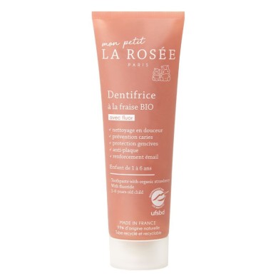 Mon Petit La Rosée Dentifrice à la Fraise BIO au fluor Tube de 50 ml Mon Petit La Rosée Dentifrice à la Fraise BIO au fluor Tube de 50 ml