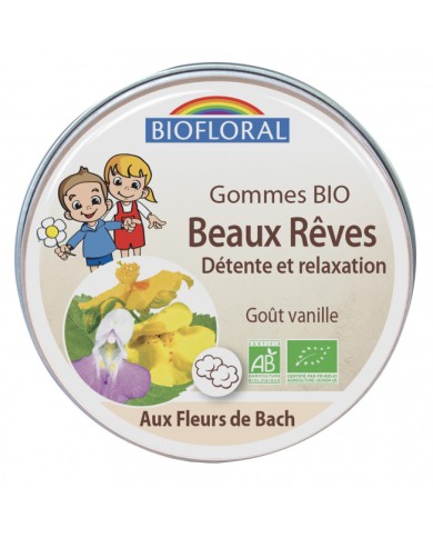 BIOFLORAL Gommes BIO aux fleurs de Bach enfants "Beaux rêves" Boite de 45 grammes