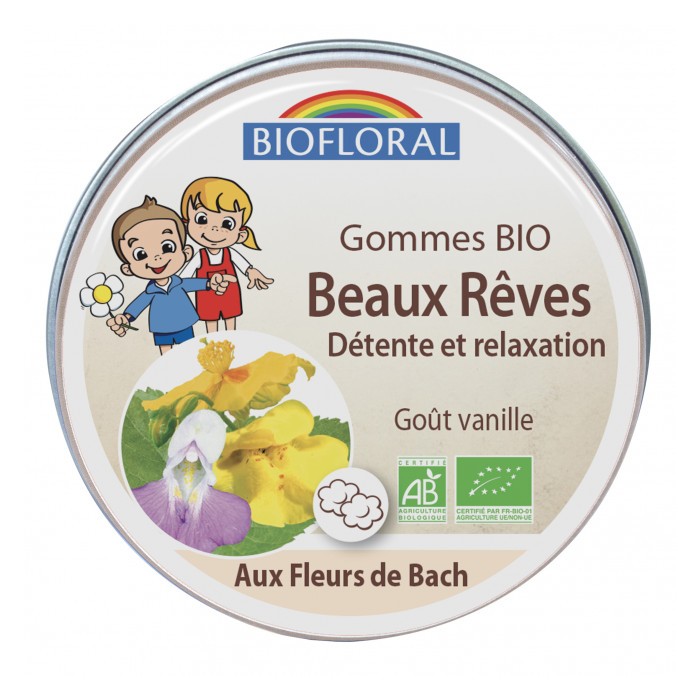 BIOFLORAL Gommes BIO aux fleurs de Bach enfants "Beaux rêves" Boite de 45 grammes