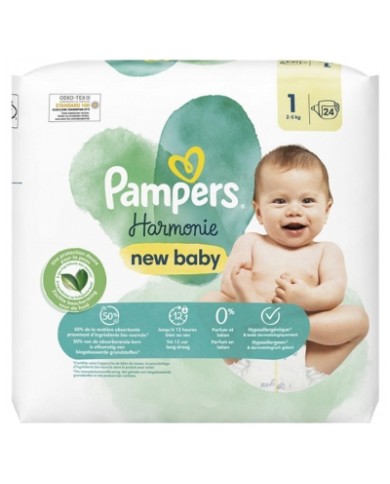 Pampers New Baby Harmonie 24 Couches Taille 1 (2-5 kg)