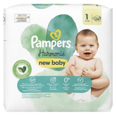 Pampers New Baby Harmonie 24 Couches Taille 1 (2-5 kg) Pampers New Baby Harmonie 24 Couches Taille 1 (2-5 kg)