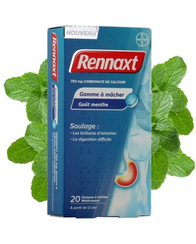 RENNAXT Gomme à macher goût menthe Boite de 20