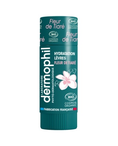DERMOPHIL INDIEN Hydratation lèvres fleur tiaré bio stick Tube de 4 grammes DERMOPHIL INDIEN Hydratation lèvres fleur tiaré bio stick Tube de 4 grammes