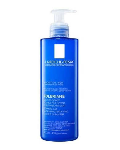 LA ROCHE POSAY TOLERIANE Gel moussant double nettoyant Flacon pompe de 400 ml LA ROCHE POSAY TOLERIANE Gel moussant double nettoyant Flacon pompe de 400 ml