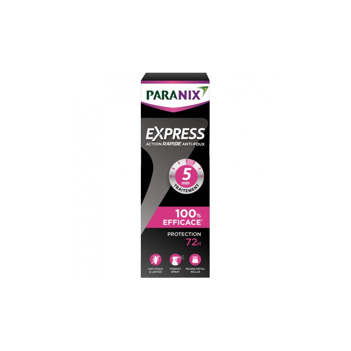 PARANIX EXPRESS Lotion rapide anti-poux 5 min Paranix - spray de 100 ml + peigne