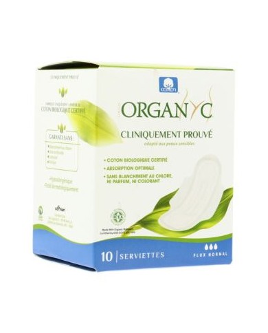 ORGANYC Serviette bio FLUX Normal Boite de 10