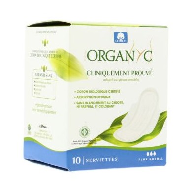 ORGANYC Serviette bio FLUX Normal Boite de 10