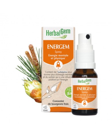 HERBALGEM ENERGEM Spray energie mental et physique Flacon de 15 ml