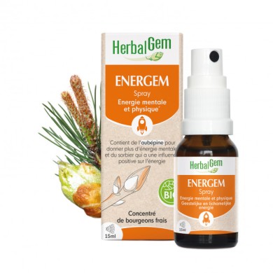 HERBALGEM ENERGEM Spray energie mental et physique Flacon de 15 ml