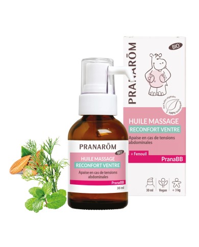 PRANAROM PranaBB Huile de massage réconfortant ventre Flacon de 30 ml PRANAROM PranaBB Huile de massage réconfortant ventre Flacon de 30 ml