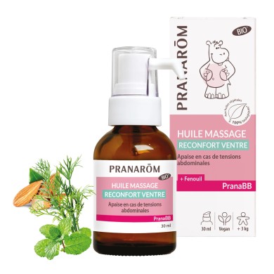 PRANAROM PranaBB Huile de massage réconfortant ventre Flacon de 30 ml PRANAROM PranaBB Huile de massage réconfortant ventre Flacon de 30 ml