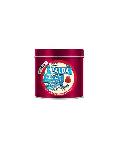 VALDA Gommes sans sucres goût fruits rouge Boite de 140 grammes