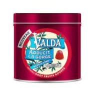 VALDA Gommes sans sucres goût fruits rouge Boite de 140 grammes