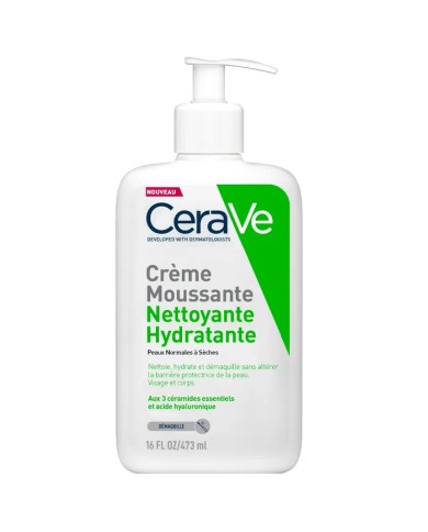 CERAVE Crème moussante netoyante hydratante Flacon pompe de 473 ml CERAVE Crème moussante netoyante hydratante Flacon pompe de 473 ml