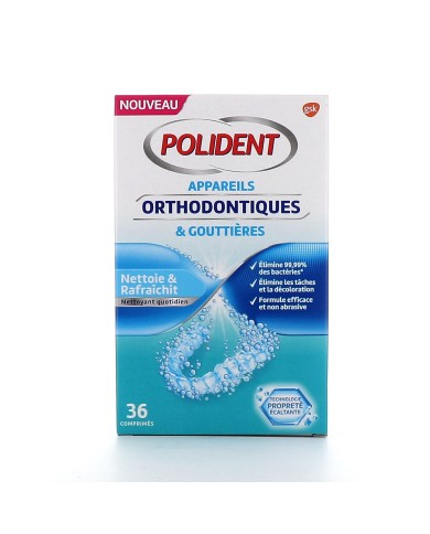 Polident Nettoyant Appareils orthodontiques et Gouttières Boite de 36 comprimés