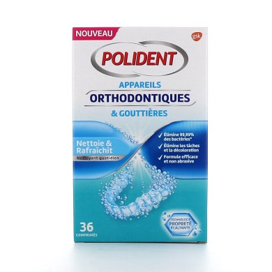 Polident Nettoyant Appareils orthodontiques et Gouttières Boite de 36 comprimés Polident Nettoyant Appareils orthodontiques et Gouttières Boite de 36 comprimés
