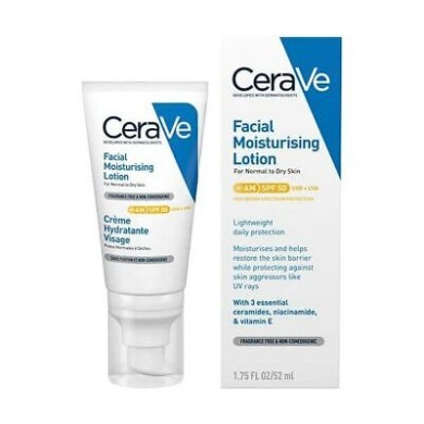 CeraVe Crème Hydratante Visage SPF50 Tube de 52 ml