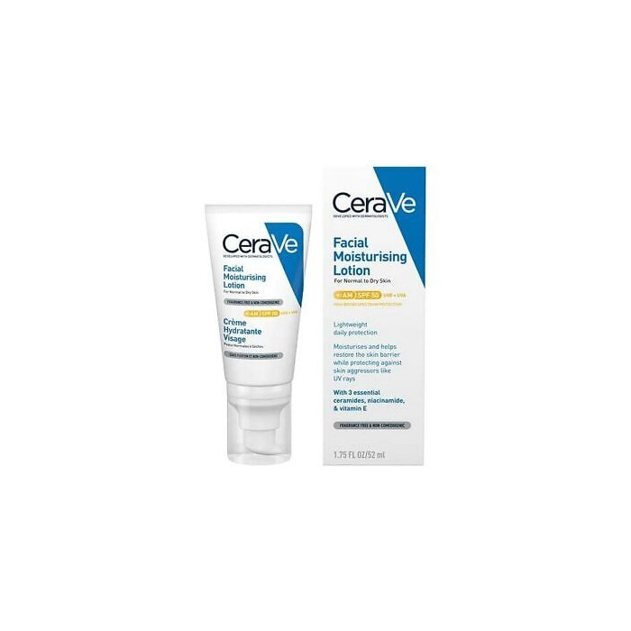 CeraVe Crème Hydratante Visage SPF50 Tube de 52 ml