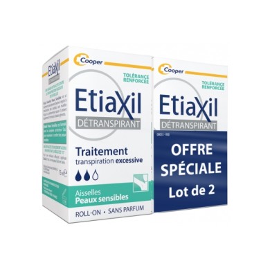 ETIAXIL AISSELLES Détranspirant Peaux Sensibles lot de 2 Billes de 15ml