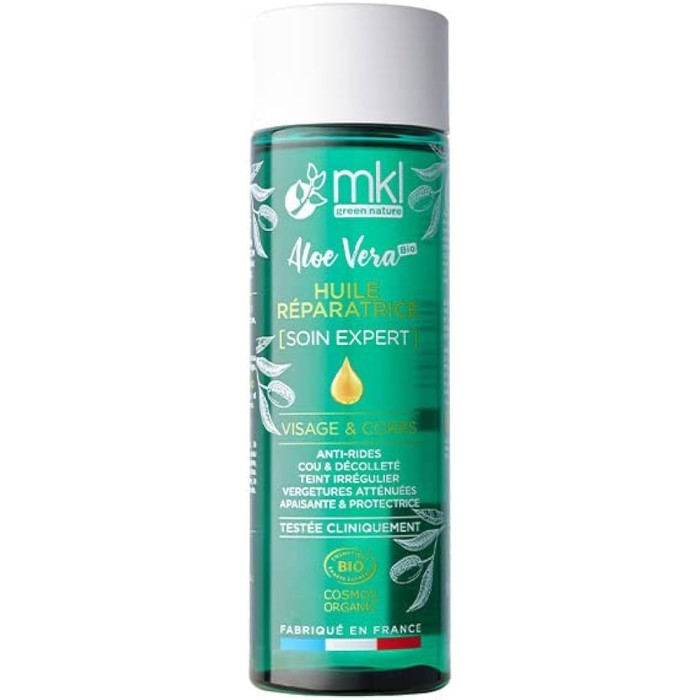 MKL Huile réparatrice à l'aloé Vera BIO visage et corps Flacon de 200 ml