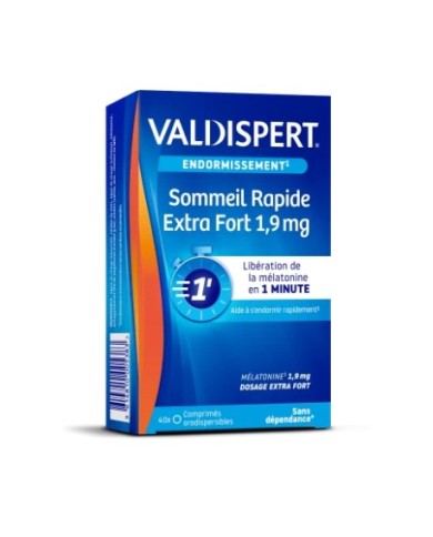 VALDISPERT SOMEIL RAPIDE EXTRA FORT 1.9 MG Boite de 40 comprimés VALDISPERT SOMEIL RAPIDE EXTRA FORT 1.9 MG Boite de 40 comprimés