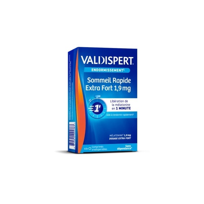 VALDISPERT SOMEIL RAPIDE EXTRA FORT 1.9 MG Boite de 40 comprimés VALDISPERT SOMEIL RAPIDE EXTRA FORT 1.9 MG Boite de 40 comprimés