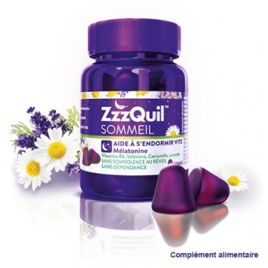 Zzzquil Sommeil complément alimentaire Arôme Mangue-banane Boite de 30 gommes
