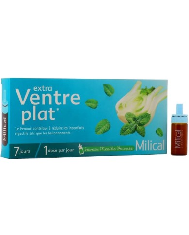 MILICAL Extra ventre plat au charbon actif Boite de 7 doses de 10 ml MILICAL Extra ventre plat au charbon actif Boite de 7 doses de 10 ml