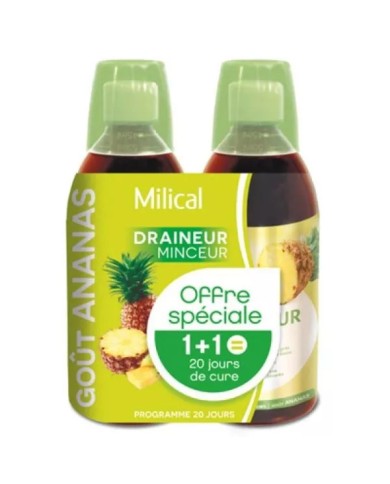 Milical Draineur minceur Programmes de 2 x 10 jours Goût ananas