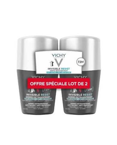 VICHY HOMME Détranspirant 72h Anti-Taches Anti-Irritations pour Peaux Sensibles Lot de 2 Billes de 50ml VICHY HOMME Détranspirant 72h Anti-Taches Anti-Irritations pour Peaux Sensibles Lot de 2 Billes de 50ml