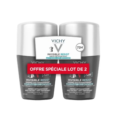 VICHY HOMME Détranspirant 72h Anti-Taches Anti-Irritations pour Peaux Sensibles Lot de 2 Billes de 50ml VICHY HOMME Détranspirant 72h Anti-Taches Anti-Irritations pour Peaux Sensibles Lot de 2 Billes de 50ml
