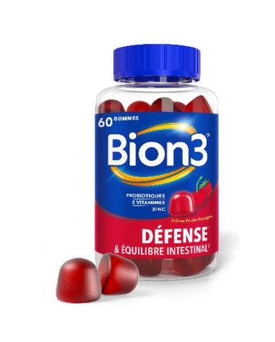 Bion 3 Défense Gommes Boite de 60 gommes arôme fruits rouges
