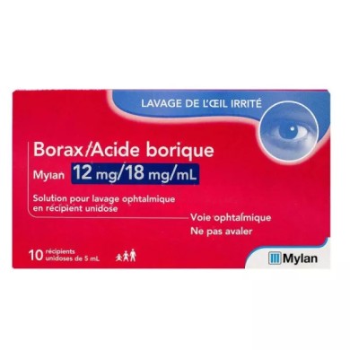 BORAX / Acide borique 12 mg / 18 mg / ml MYLAN Boite de 10 unidoses de 5 ml