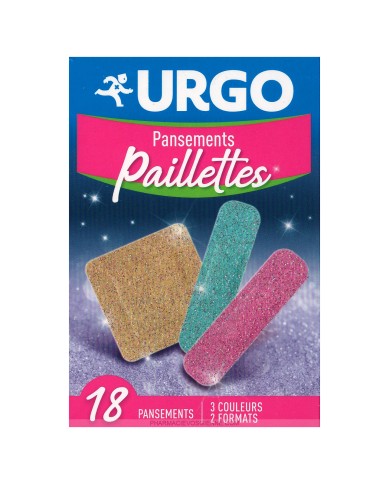 PANSEMENTS PAILLETTES URGO BOITE DE 18 (2 TAILLES, 3 COULEURS) PANSEMENTS PAILLETTES URGO BOITE DE 18 (2 TAILLES, 3 COULEURS)