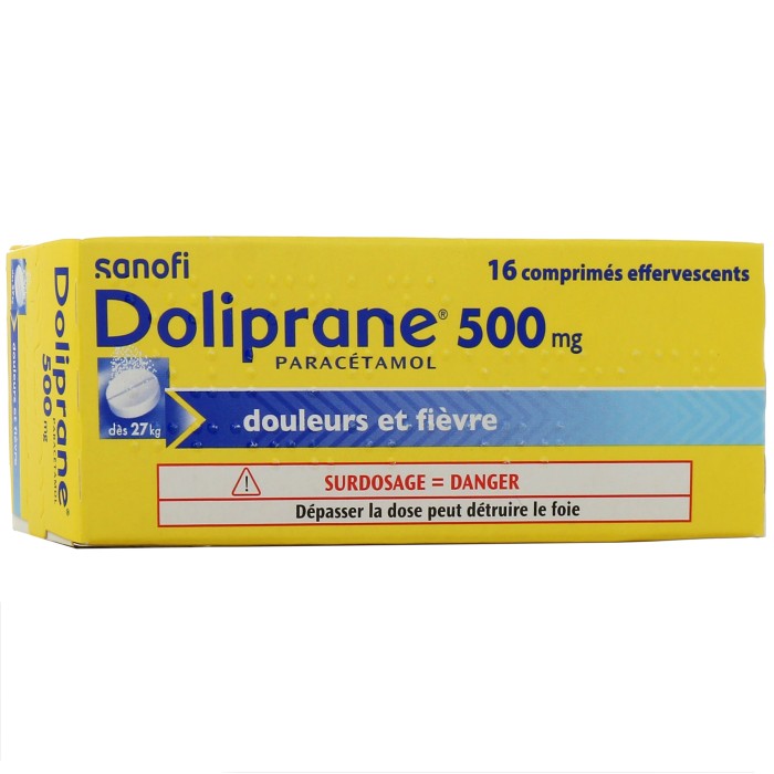 Doliprane 500 mg Boite de 16 comprimés effervescents