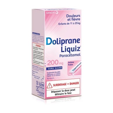 Doliprane Liquiz 200mg Boite de 12 sachets prêt a l'emploi