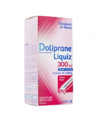 Doliprane Liquiz 300mg Boite de 12 sachets prêt a l'emploi