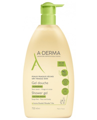ADERMA Gel douche surgras à l'avoine Rhealba Flacon pompe de 750 ml ADERMA Gel douche surgras à l'avoine Rhealba Flacon pompe de 750 ml