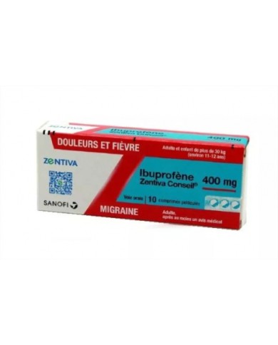 IBUPROFENE Zentiva 400 MG Douleurs et Fièvre Boite de 12 comprimés