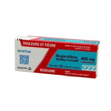 IBUPROFENE Zentiva 400 MG Douleurs et Fièvre Boite de 12 comprimés