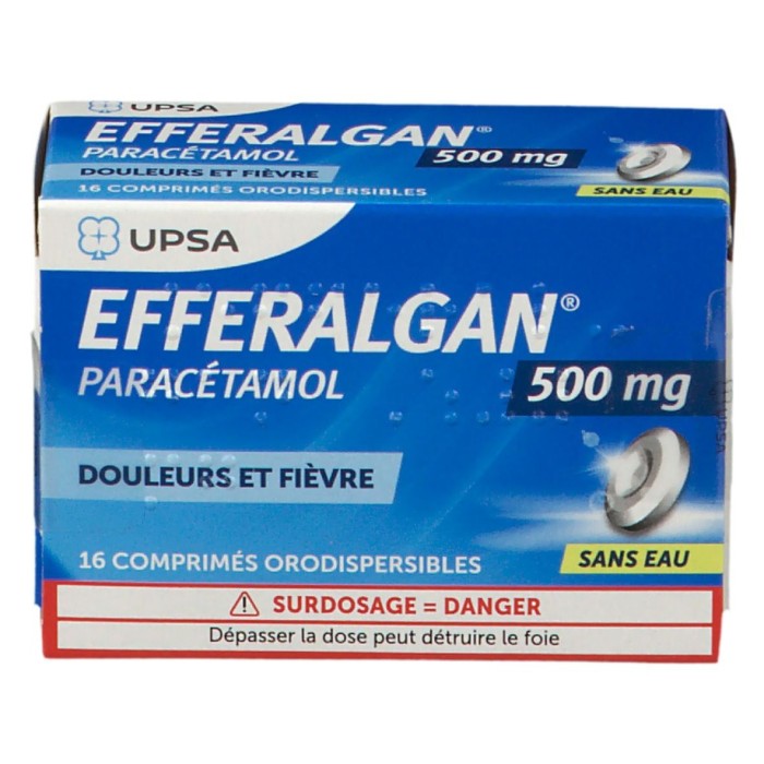 Efferalgan 500 mg Boite de 16 comprimés orodispersibles