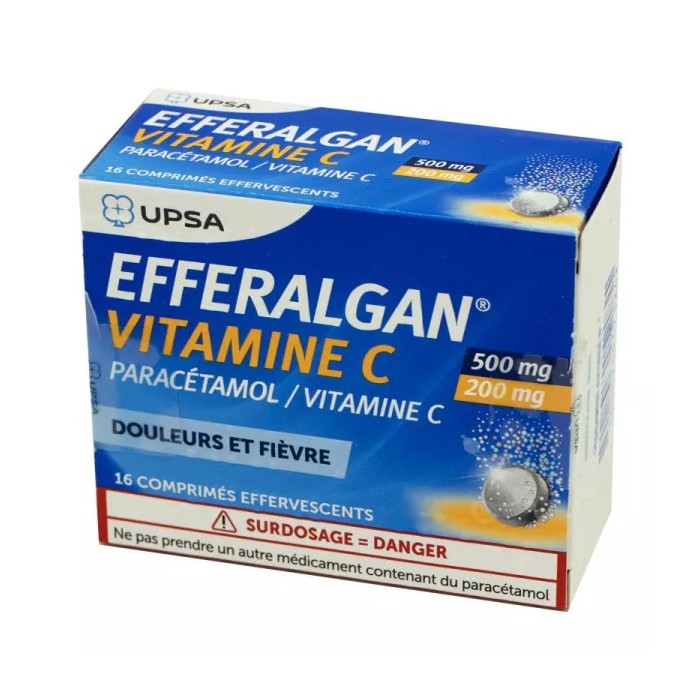 EFFERALGAN VITAMINE C 500 / 200 mg Boite de 16 comprimés effervescents