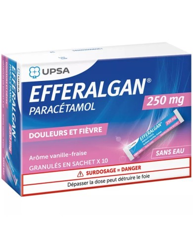 Efferalgan Enfant 250 mg Paracétamol Vanille Fraise 10 Sticks