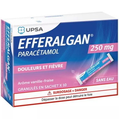 Efferalgan Enfant 250 mg Paracétamol Vanille Fraise 10 Sticks