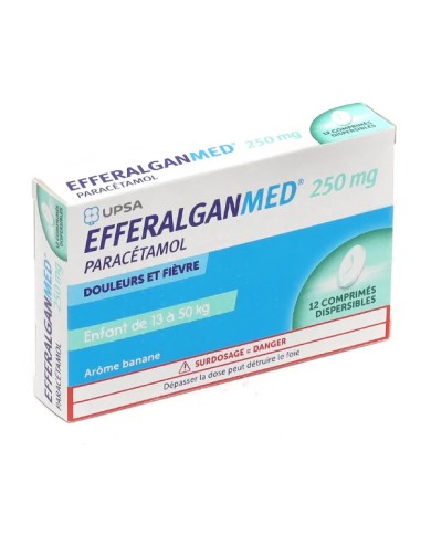 Efferalgan Enfant 250 mg Boite de 12 comprimés dispersible arôme banane